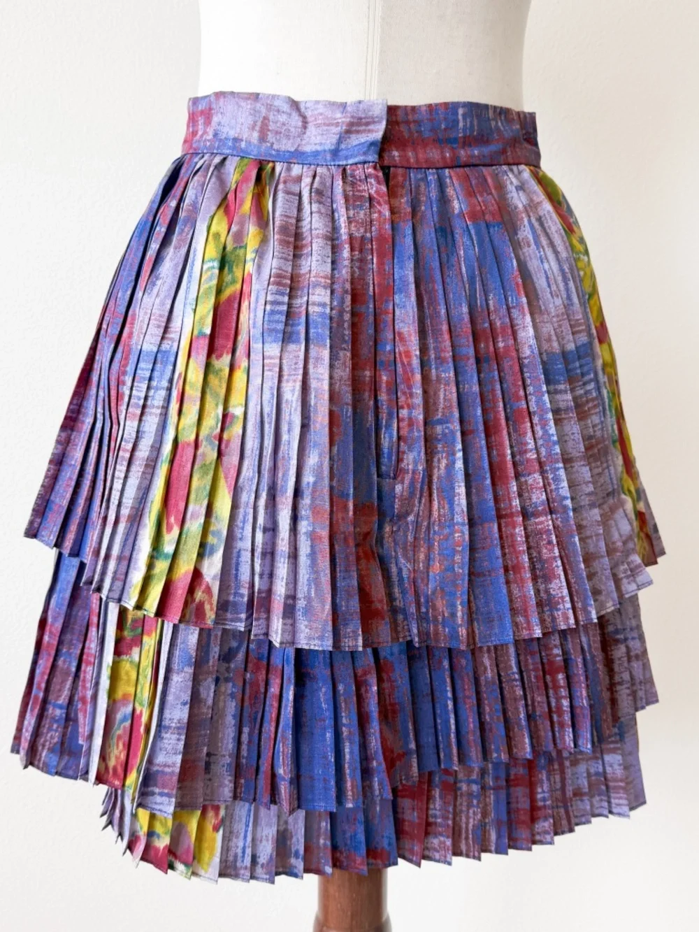 Suno Tiered Skirt with Accordion Pleats Sz S